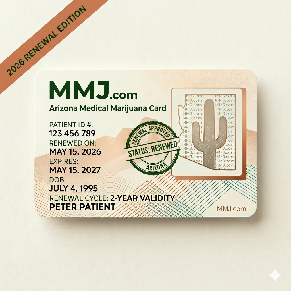 Sample illustration: Arizona medical marijuana card renewal issued by ADHS Sample illustration: Arizona medical marijuana card renewal issued by ADHS